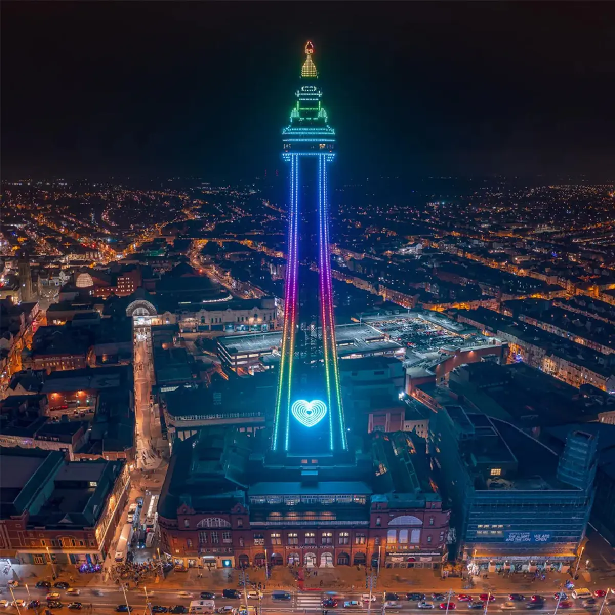 The Blackpool Tower illuminated at night