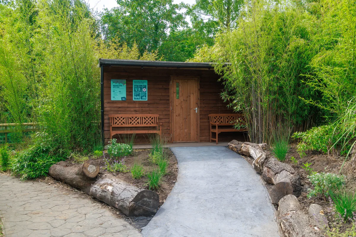 Exterior of Chester Zoo’s quiet room with a clearly labelled entrance