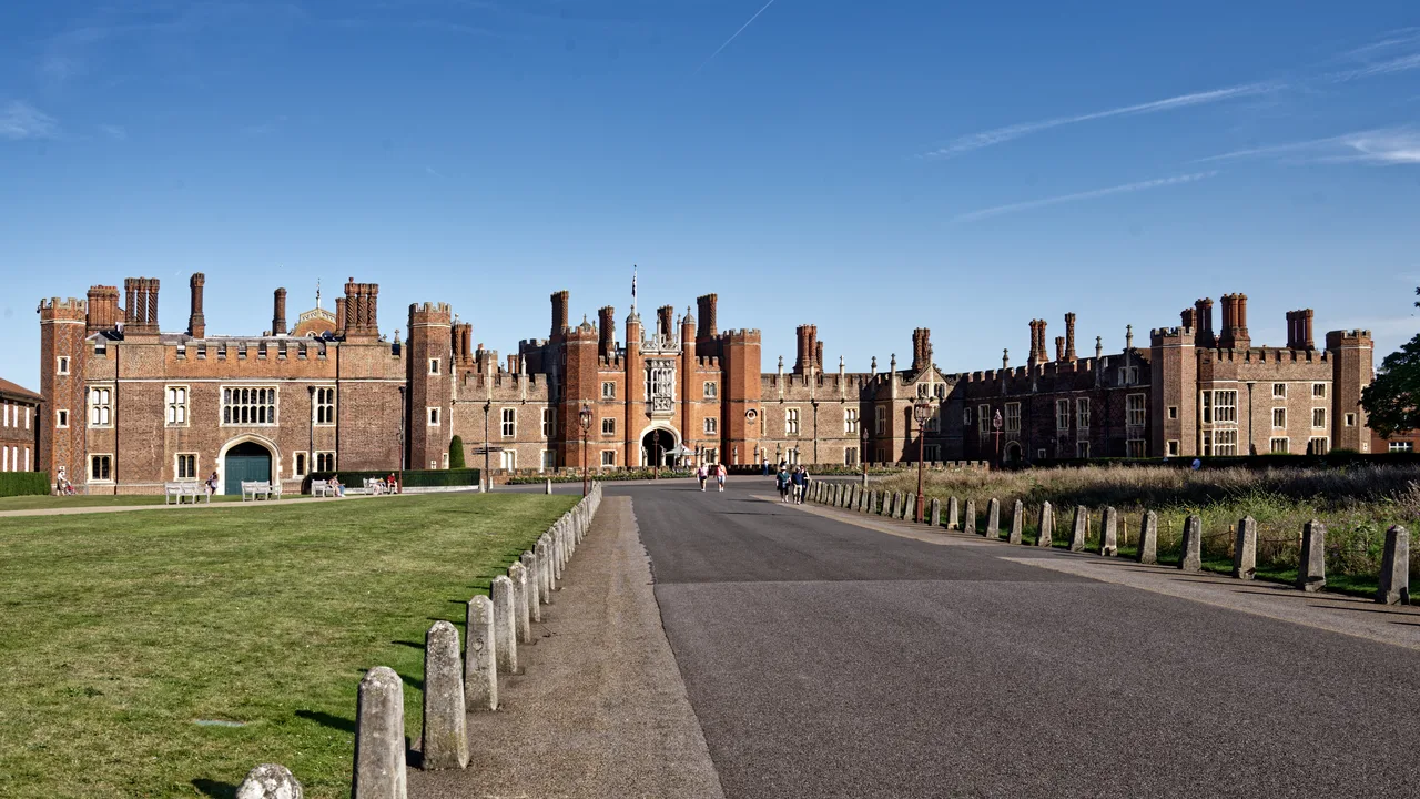 The west front of Hampton Court Palace and its broad approach