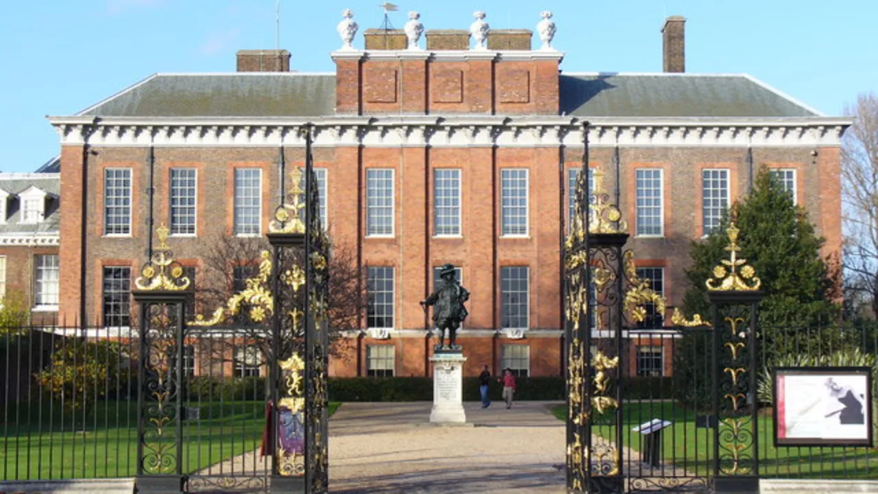 South front of Kensington Palace behind its gates