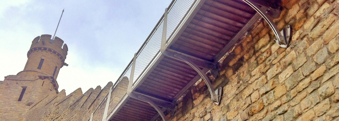 Accessible route beside the historic walls at Lincoln Castle