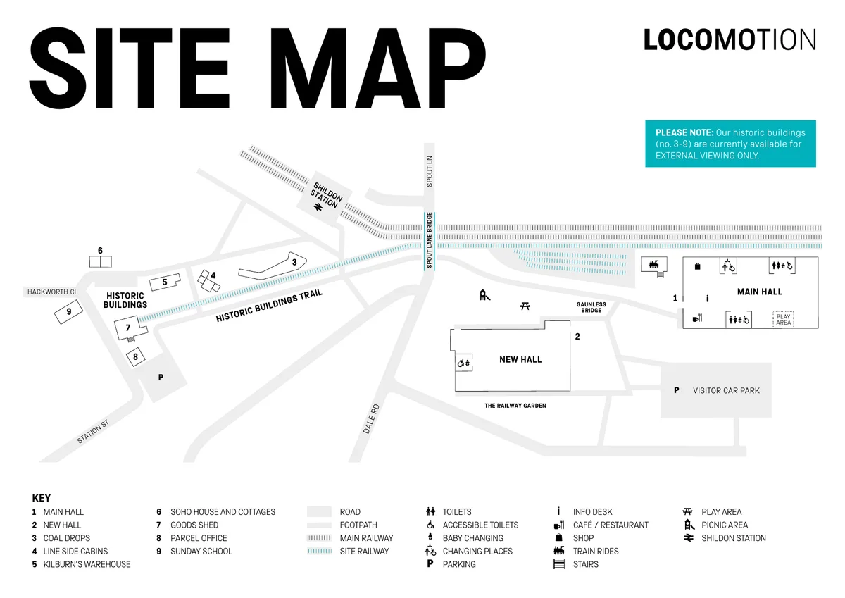Locomotion site map showing the visitor car park, accessible toilets and Changing Places facility